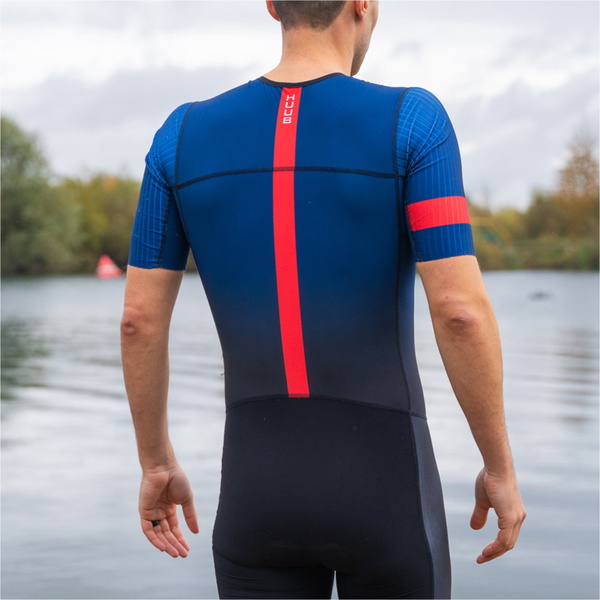 2025 HUUB Mens Pro Aero Open Zip Tri Suit 4882PROOZSSTS - Blue / Black
